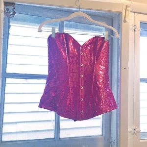 Pink Metallic Animal Print Corset by Bedroom Stories Size L